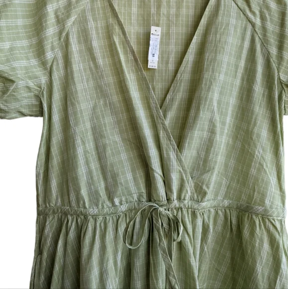 Madewell Plaid Tie Waist Puff Sleeve Midi Dress - Picture 6 of 7